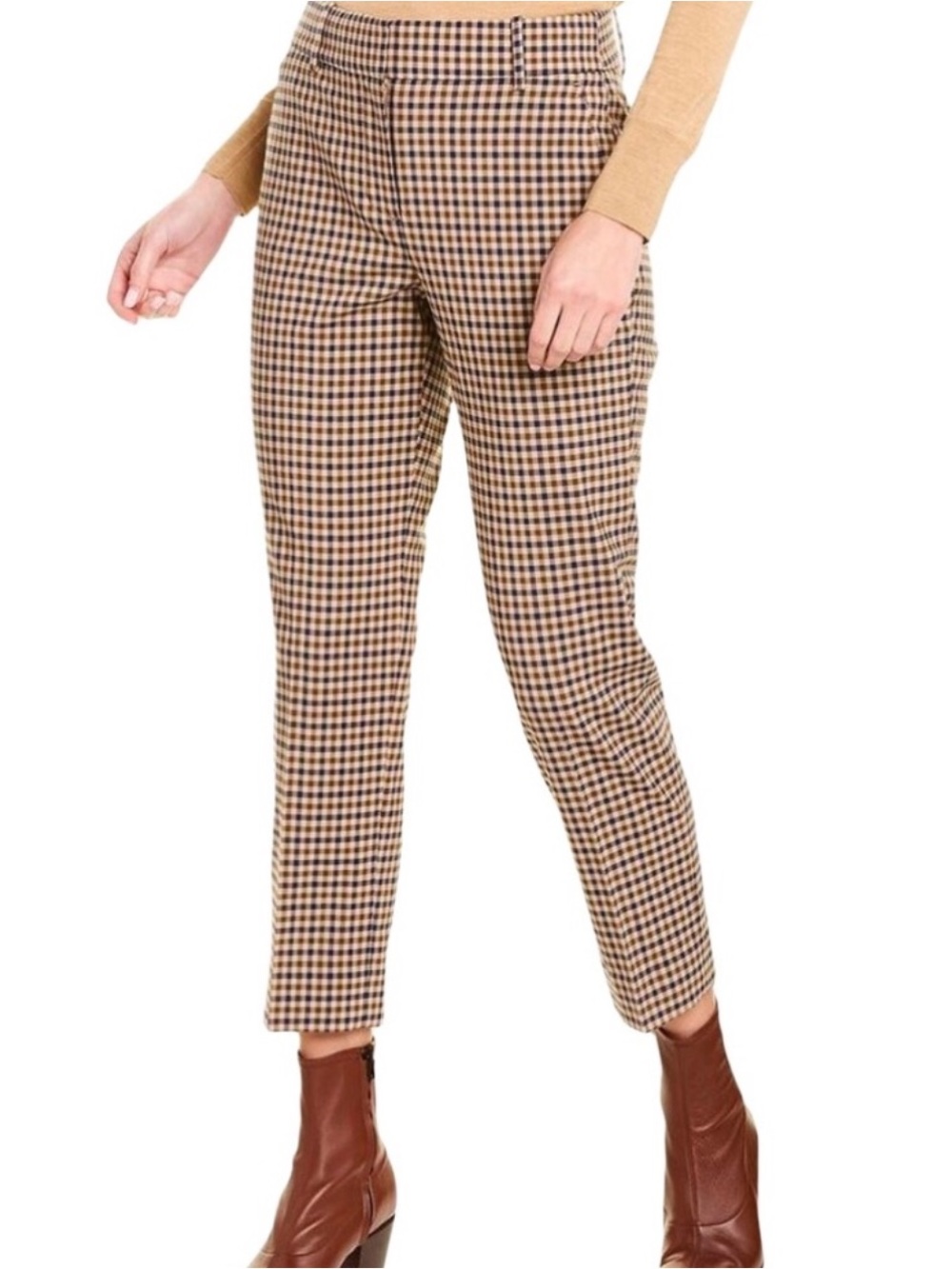J. Crew Camel and Black Plaid Ankle Pants